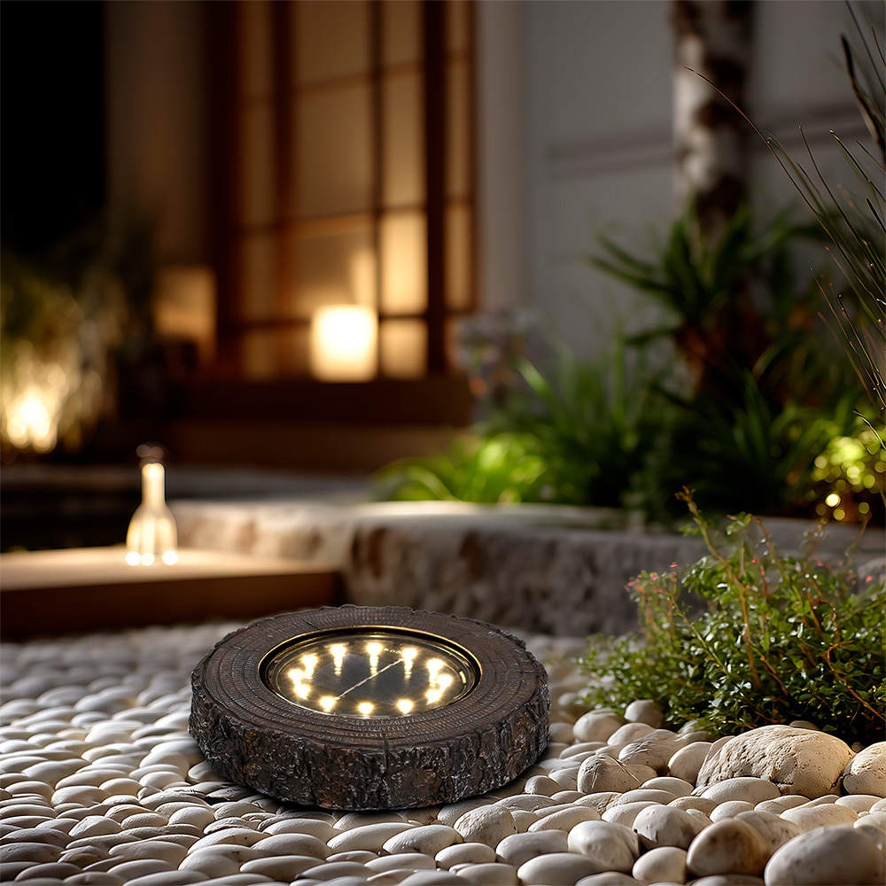 Spot solar, 0.04 W, 4 lm, IP65, efect lemn, plastic si rasina, maro