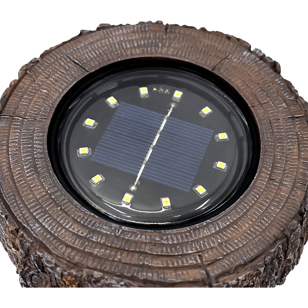 Spot solar, 0.04 W, 4 lm, IP65, efect lemn, plastic si rasina, maro