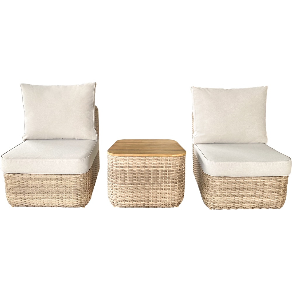 Set mobilier gradina GOODHOME Elos, 3 piese, crem