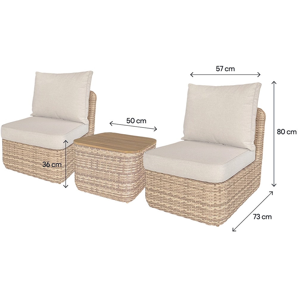 Set mobilier gradina GOODHOME Elos, 3 piese, crem