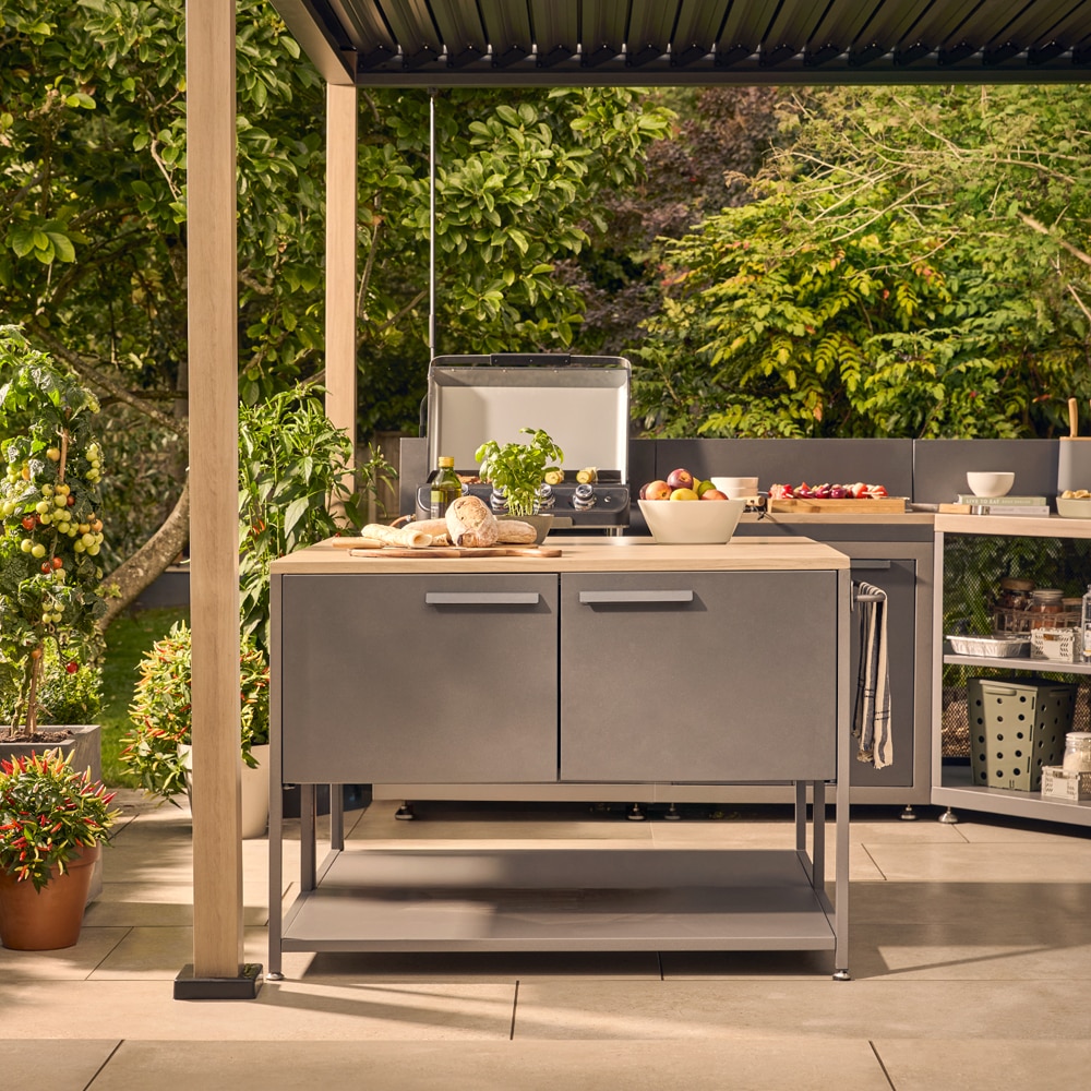 Dulap gradina GOODHOME Cucino, otel, 120 x 60 x 87.5 cm, gri