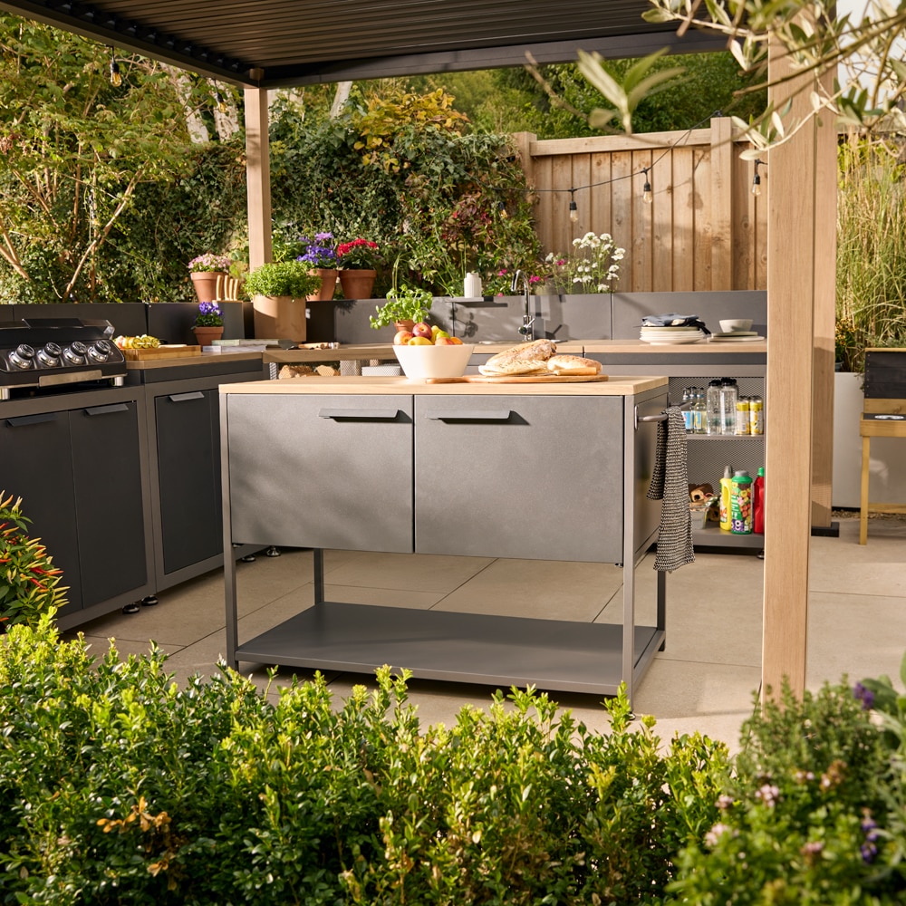 Dulap gradina GOODHOME Cucino, otel, 120 x 60 x 87.5 cm, gri