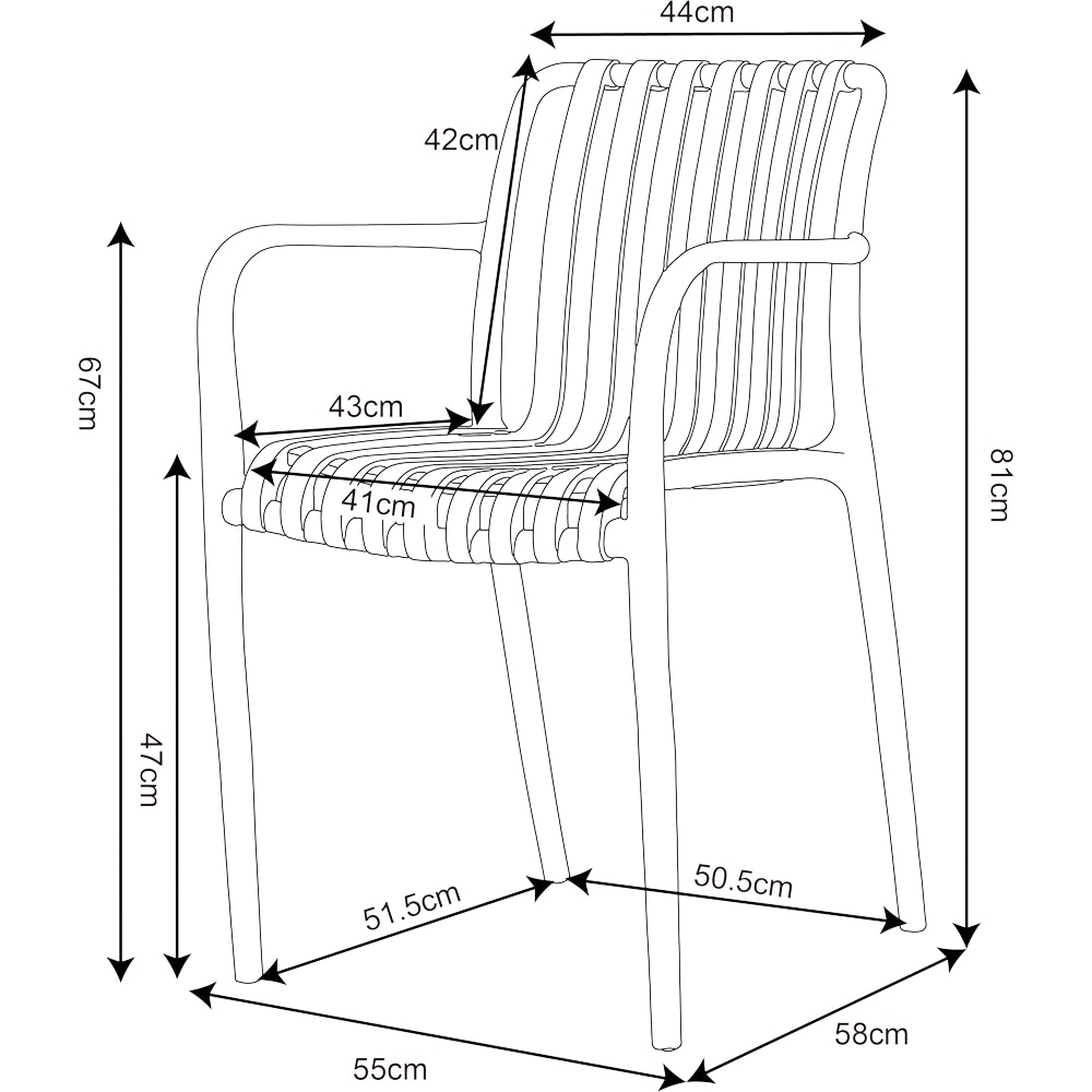 Scaun terasa Timbo, plastic, 55 x 58 x 81 cm, rosu