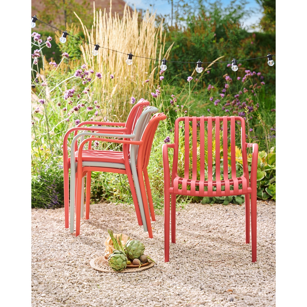 Scaun terasa Timbo, plastic, 55 x 58 x 81 cm, rosu