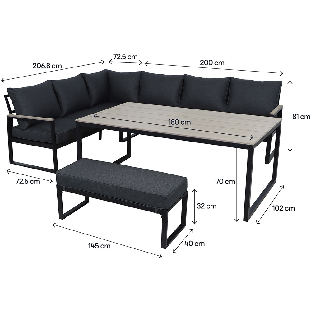 Set mobilier gradina GOODHOME Aconite, 3 piese, negru