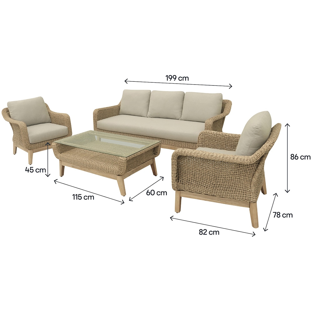 Set mobilier gradina GOODHOME Calora, 5 piese, crem