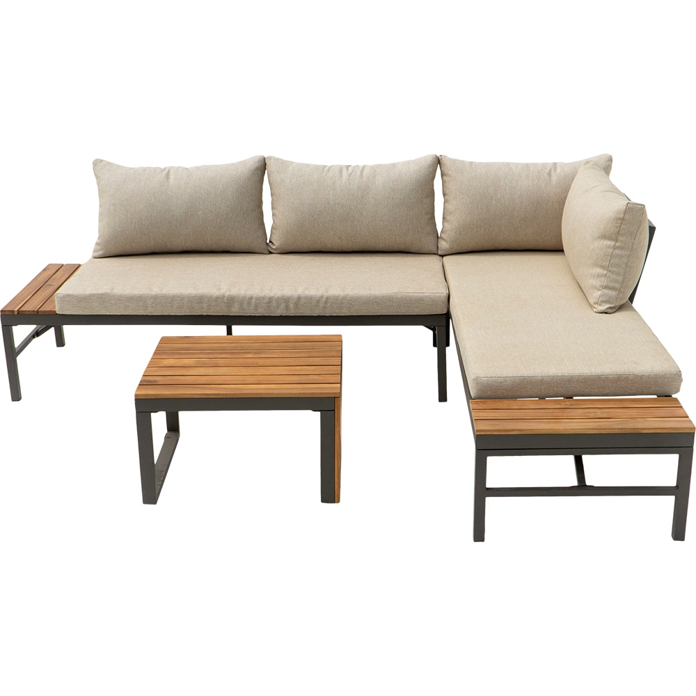 Set mobilier gradina GOODHOME Sumba, 3 piese, crem