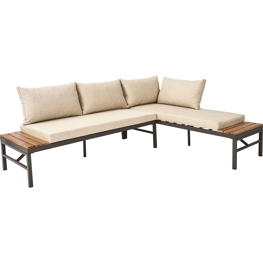 Set mobilier gradina GOODHOME Sumba, 3 piese, crem