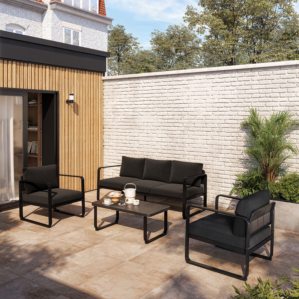 Set mobilier gradina GOODHOME Osma, 4 piese, negru