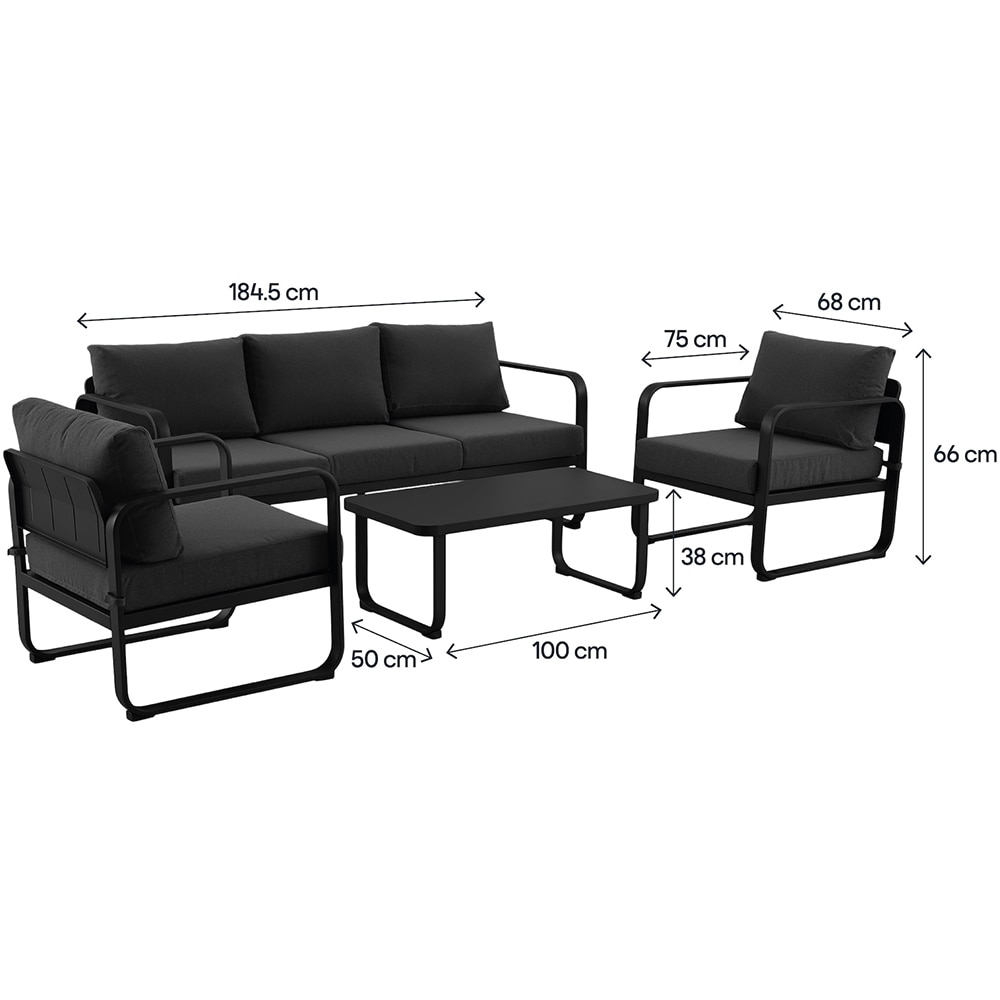 Set mobilier gradina GOODHOME Osma, 4 piese, negru