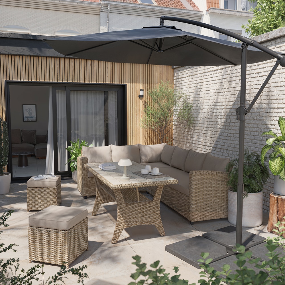 Set mobilier gradina GOODHOME Solari, 7 piese, crem