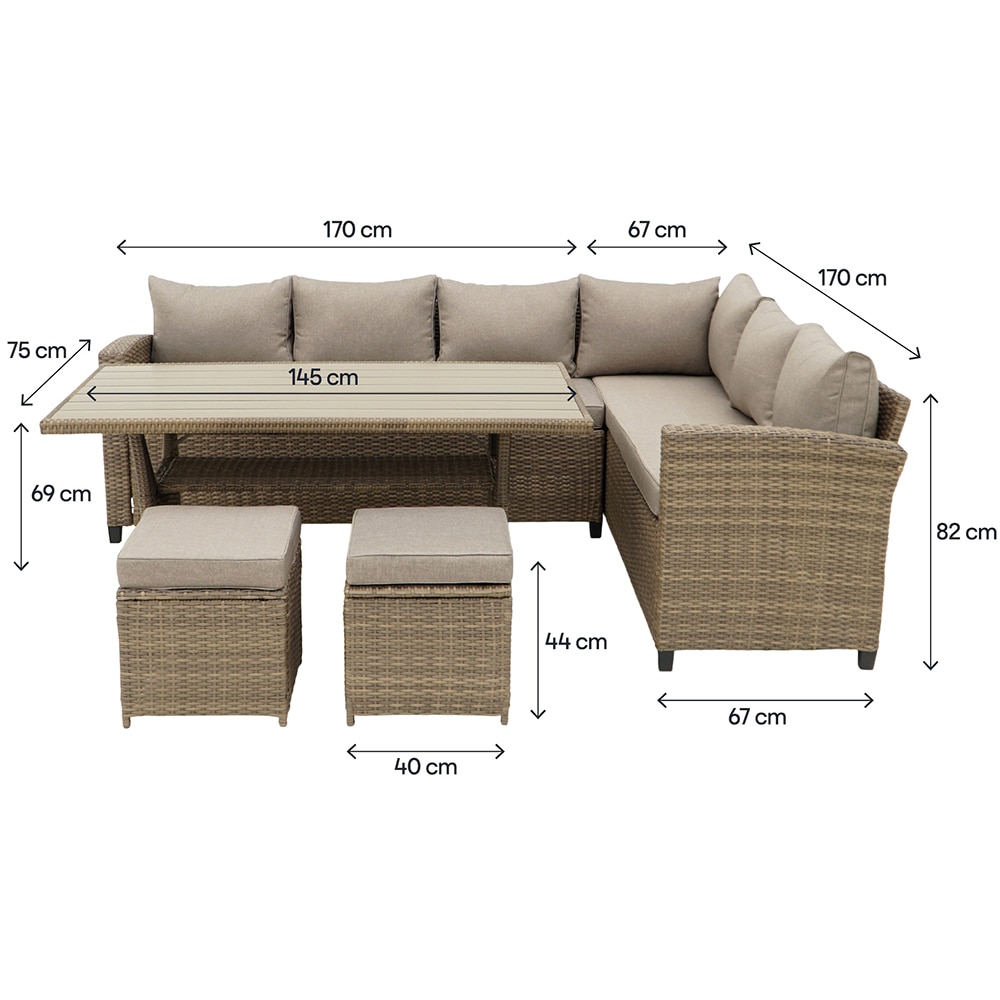 Set mobilier gradina GOODHOME Solari, 7 piese, crem