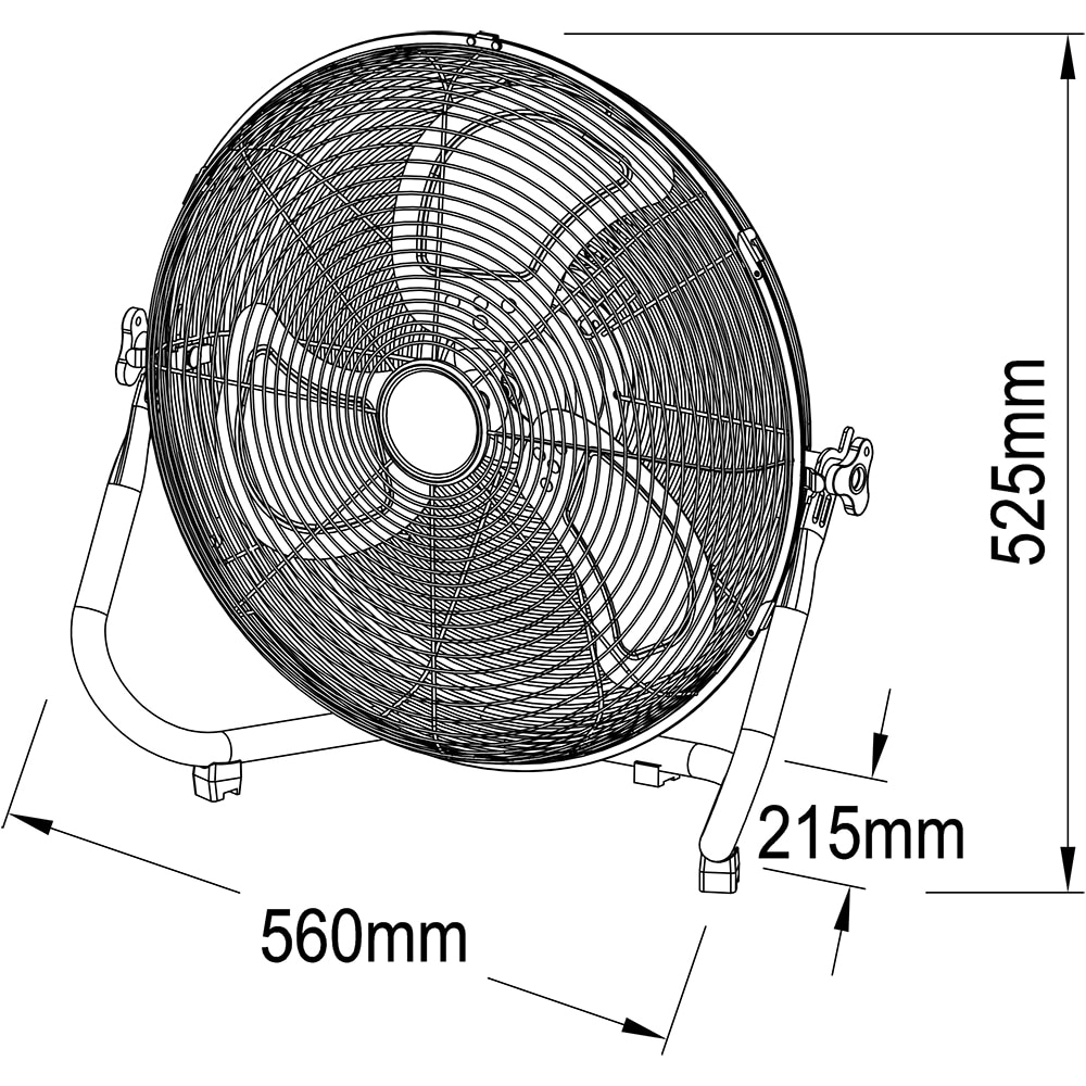 Ventilator industrial de podea, 3 trepte viteza, 45cm, 120W, crom