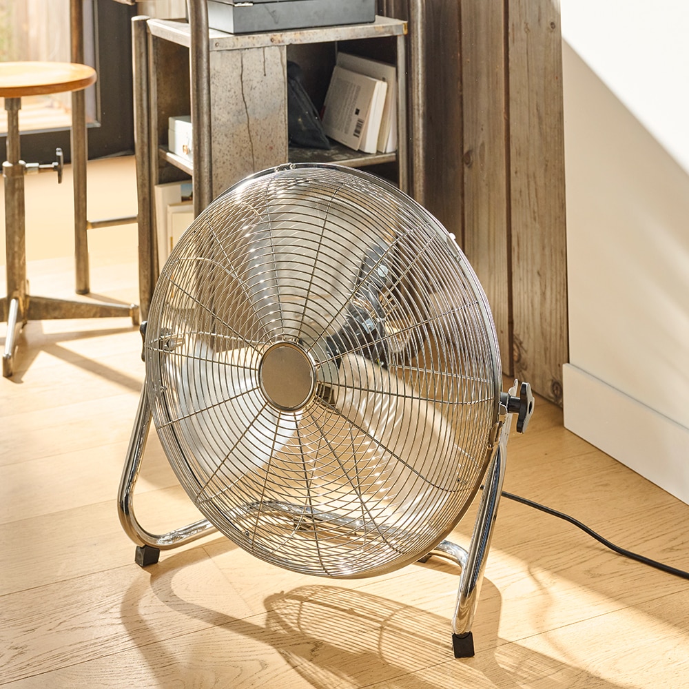 Ventilator industrial de podea, 3 trepte viteza, 45cm, 120W, crom