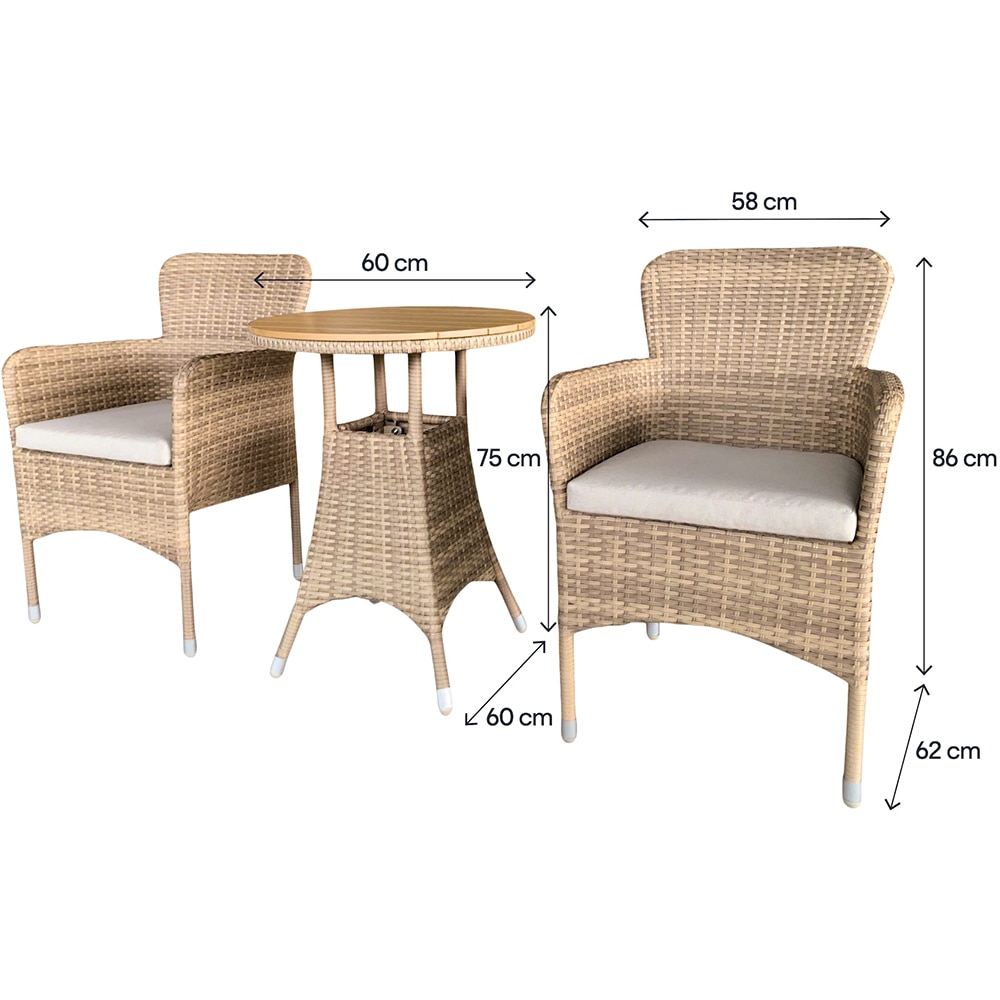 Set mobilier gradina GOODHOME Elos 2, 3 piese, crem