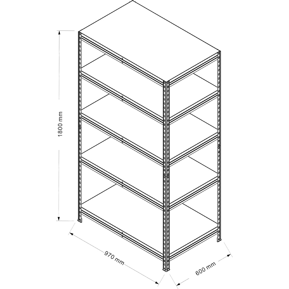 Raft atelier GOODHOME Rivet, metal, 97 x 60 x 180cm, negru