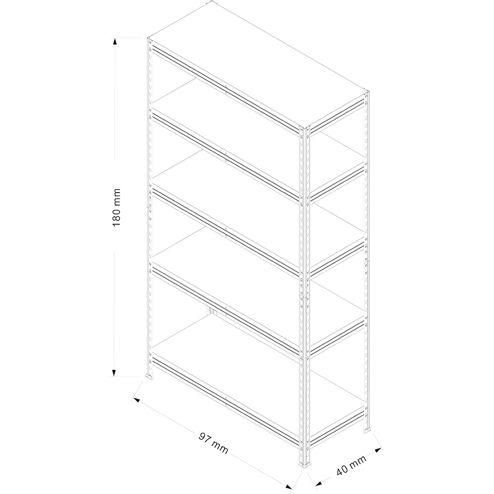 Raft atelier GOODHOME Rivet, metal, 97 x 40 x 180cm, negru