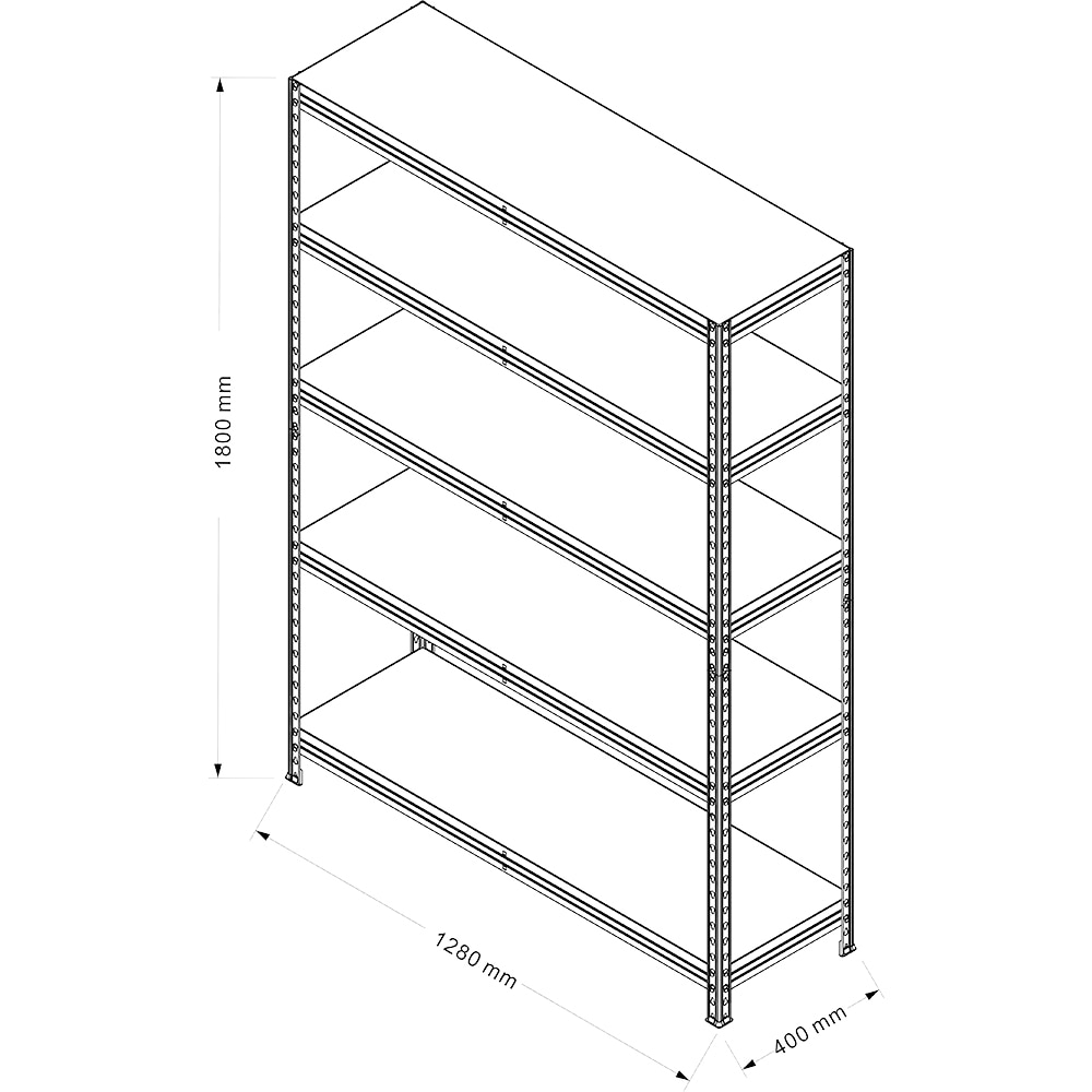 Raft atelier GOODHOME Rivet, metal, 128 x 40 x 180cm, negru