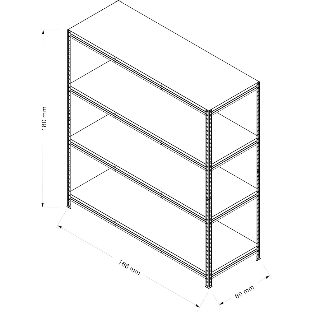 Raft atelier GOODHOME Rivet, metal, 166 x 60 x 180cm, negru