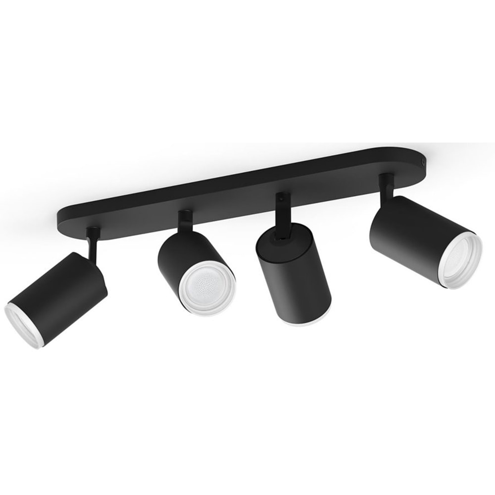 Spot LED smart PHILIPS HUE Fugato, 4 x 5.7W, 1400lm, IP20, negru