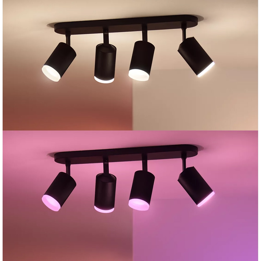 Spot LED smart PHILIPS HUE Fugato, 4 x 5.7W, 1400lm, IP20, negru