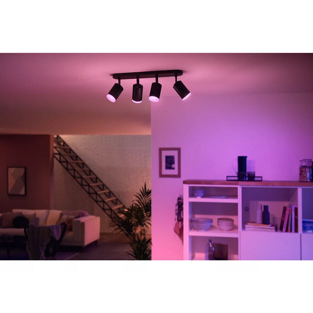 Spot LED smart PHILIPS HUE Fugato, 4 x 5.7W, 1400lm, IP20, negru