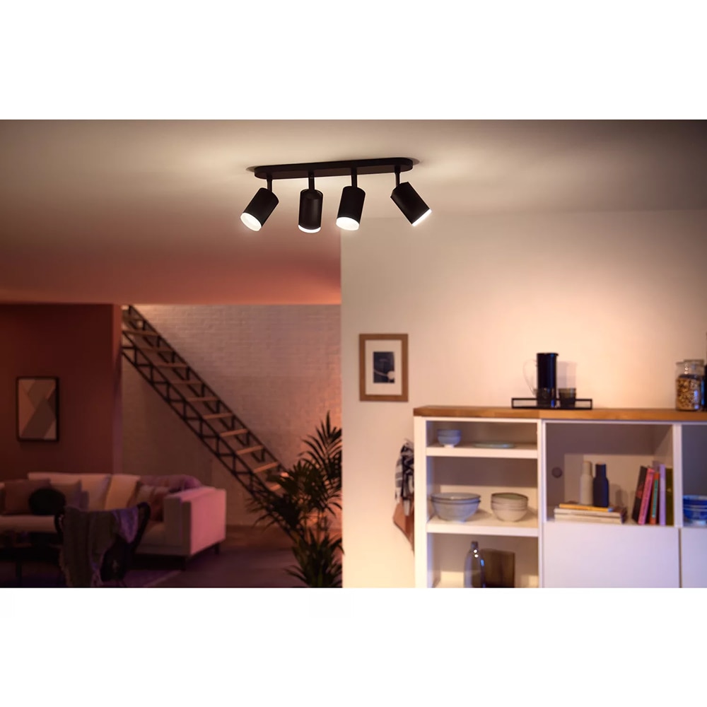 Spot LED smart PHILIPS HUE Fugato, 4 x 5.7W, 1400lm, IP20, negru