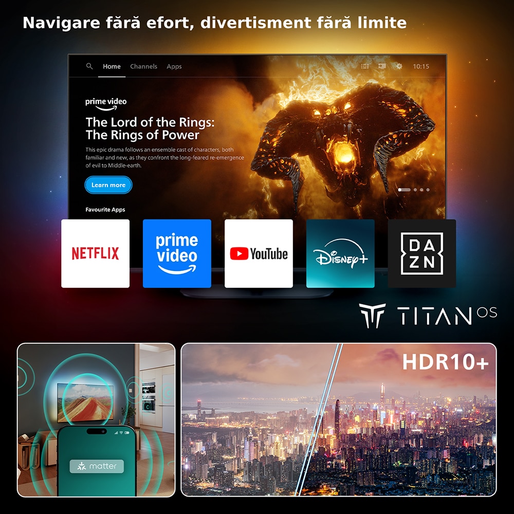 Televizor LED Smart PHILIPS 50PUS8010, Ultra HD 4K, HDR10+, 126cm