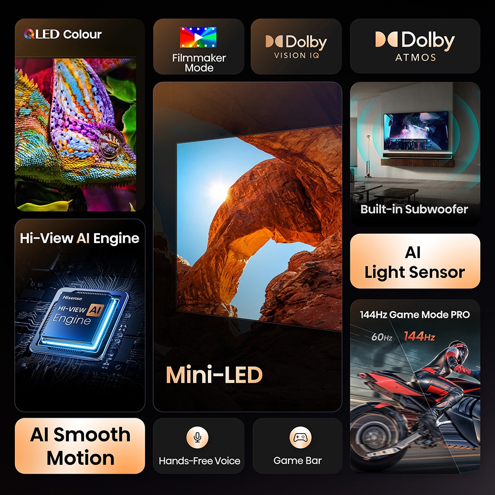 Televizor Mini-LED ULED  Smart HISENSE 50U7Q, Ultra HD 4K,126cm