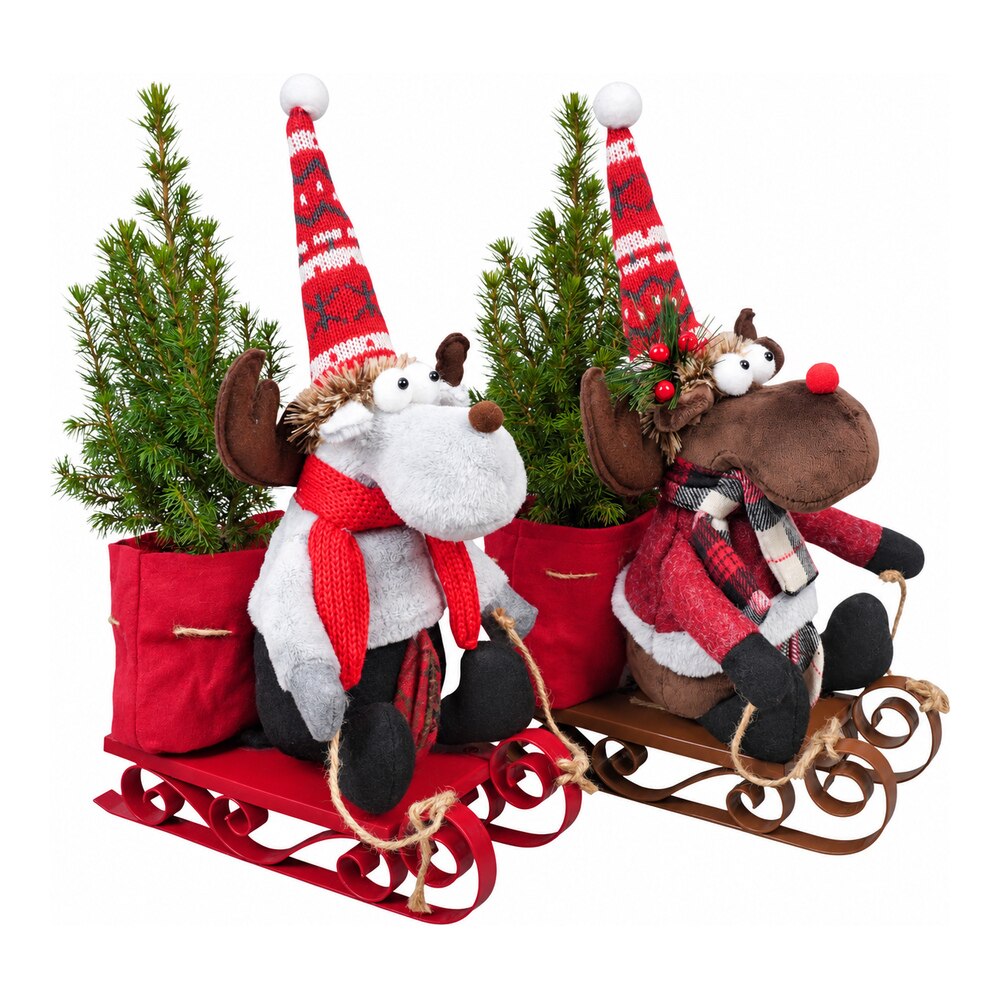 Molid ornamental cu suport sanie, H 38 cm