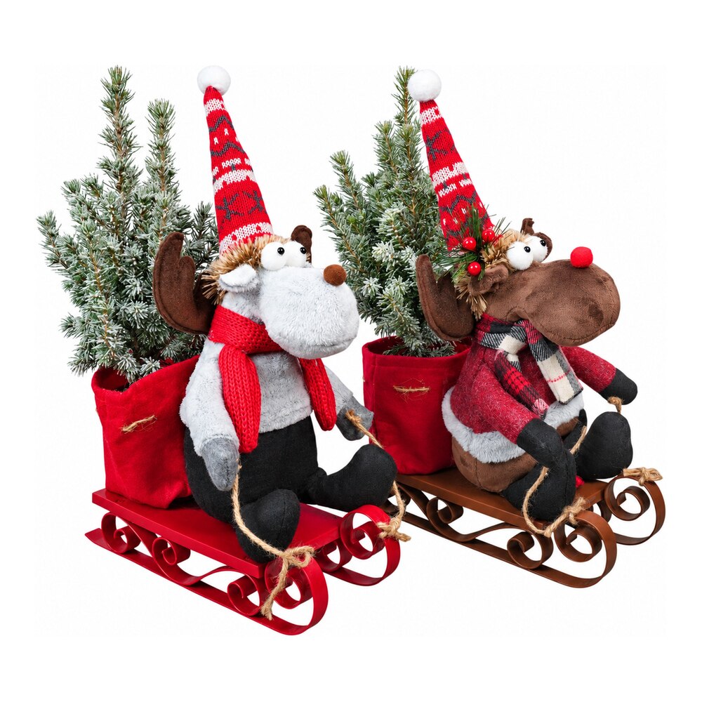 Molid ornamental nins cu suport sanie, H 38 cm