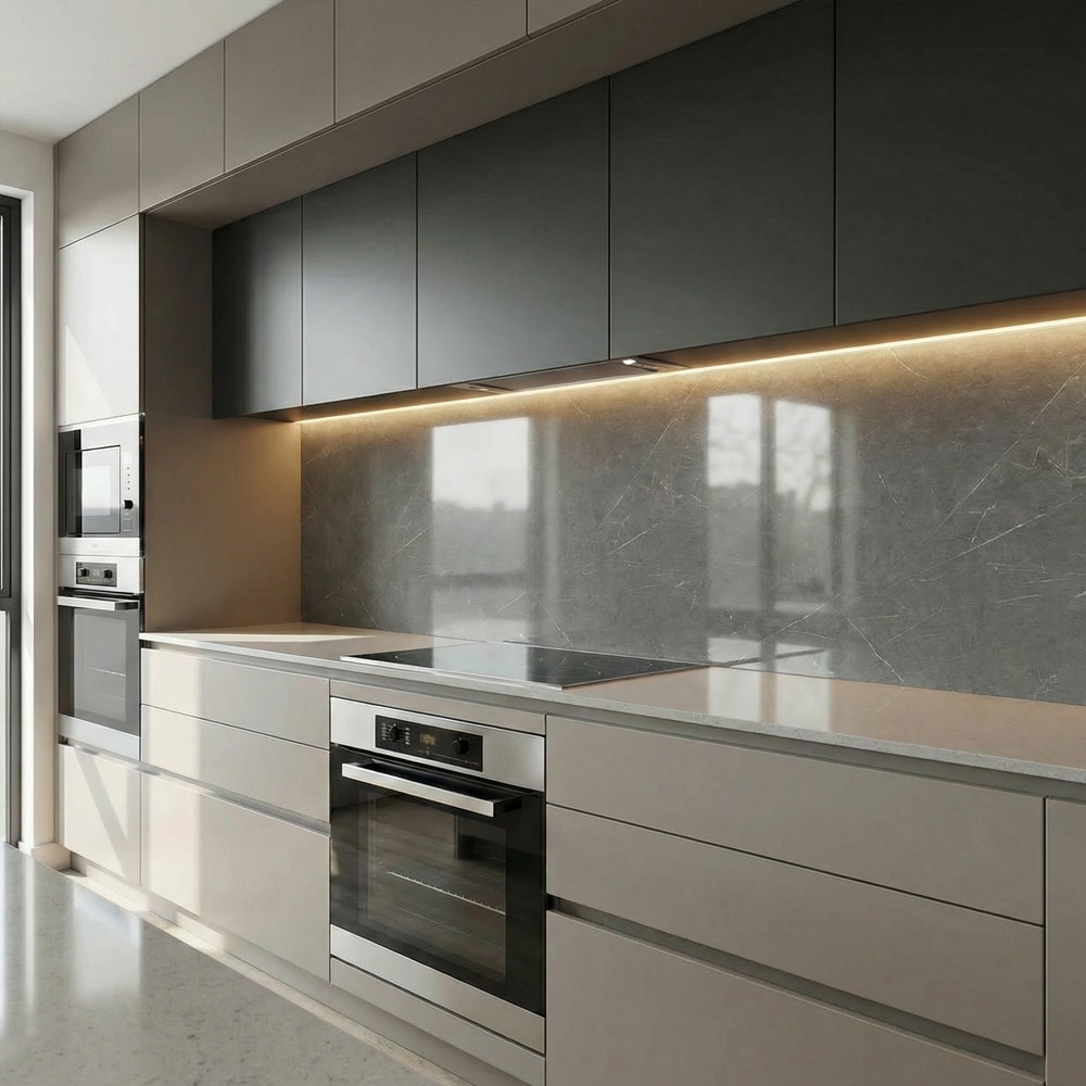 Panou decorativ Travertino, WPC, 120 x 278 cm, gri