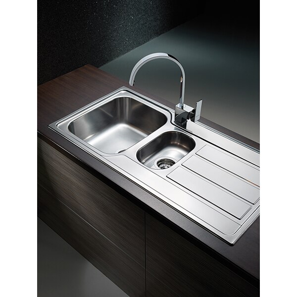 Chiuveta bucatarie PYRAMIS Athena Extra XL, 1 1/2 cuve, picurator reversibil, inox texturat