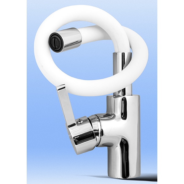 Baterie bucatarie PYRAMIS Flessi, pipa flexibila, alama, crom-alb