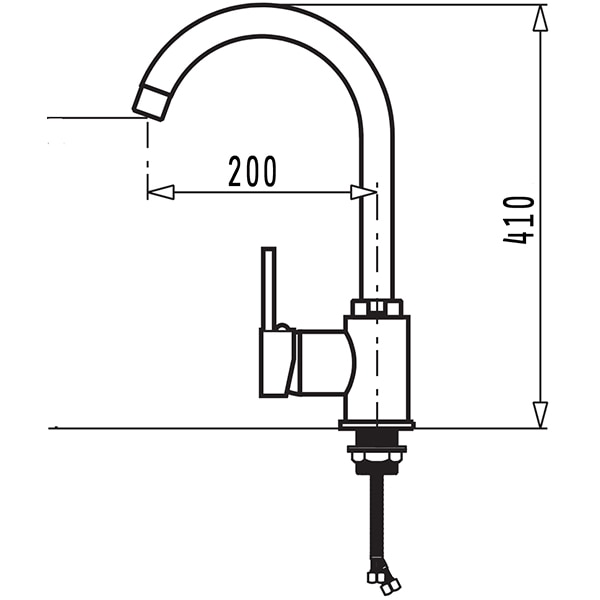 Baterie bucatarie PYRAMIS Flessi, pipa flexibila, alama, crom-alb