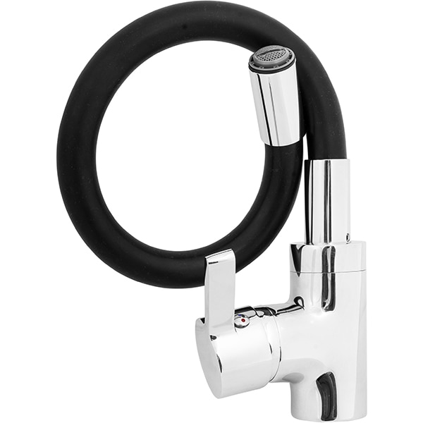 Baterie bucatarie PYRAMIS Flessi, pipa flexibila, alama, crom-negru