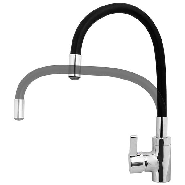 Baterie bucatarie PYRAMIS Flessi, pipa flexibila, alama, crom-negru
