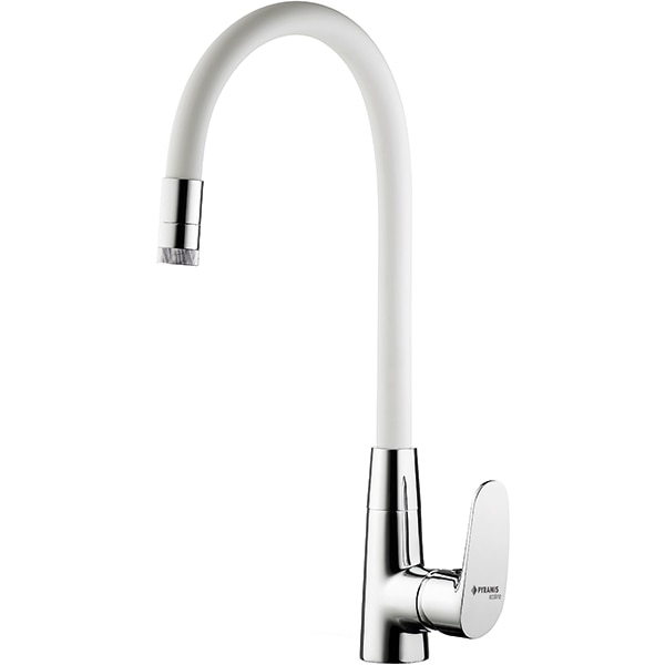 Baterie bucatarie PYRAMIS Elvira, pipa flexibila, alama, crom-alb