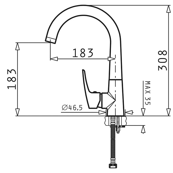 Baterie bucatarie PYRAMIS Lorena, alama, crom