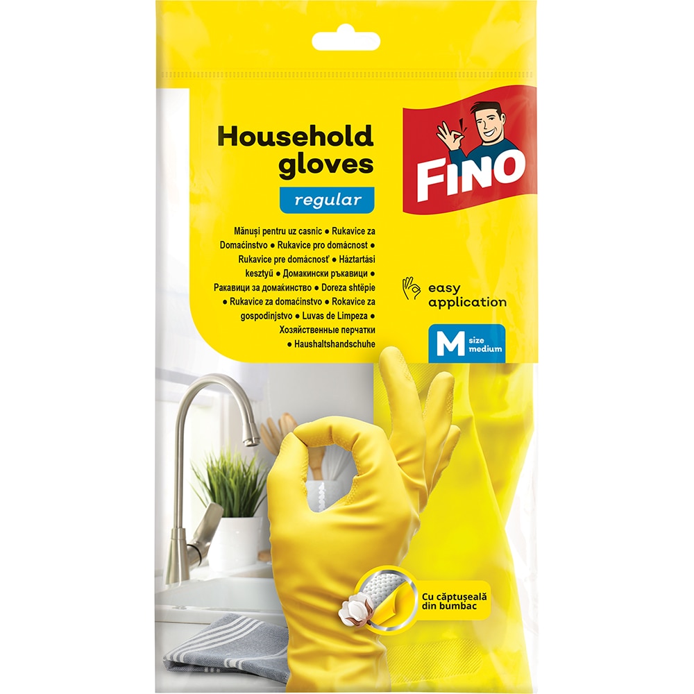 Manusi menaj FINO, latex, marimea L, galben