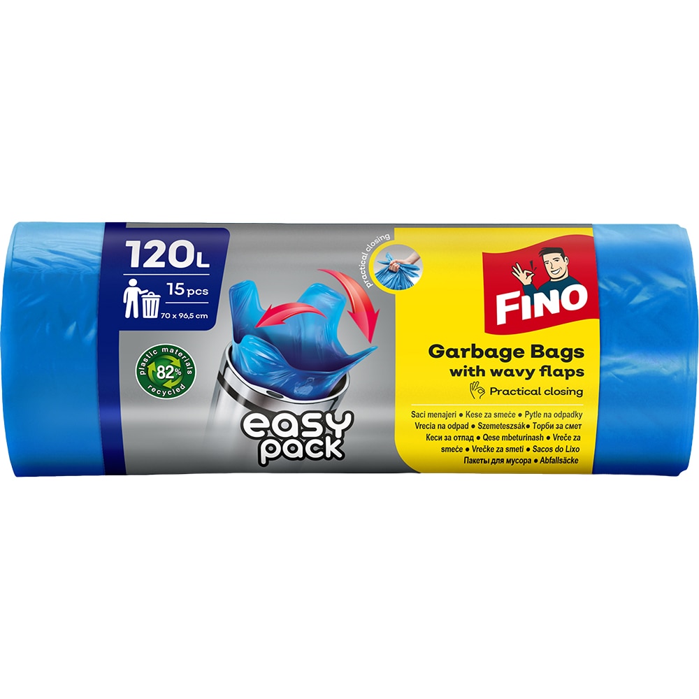 Saci menajeri FINO Easy Pack, 15 bucati, 120 l, albastru