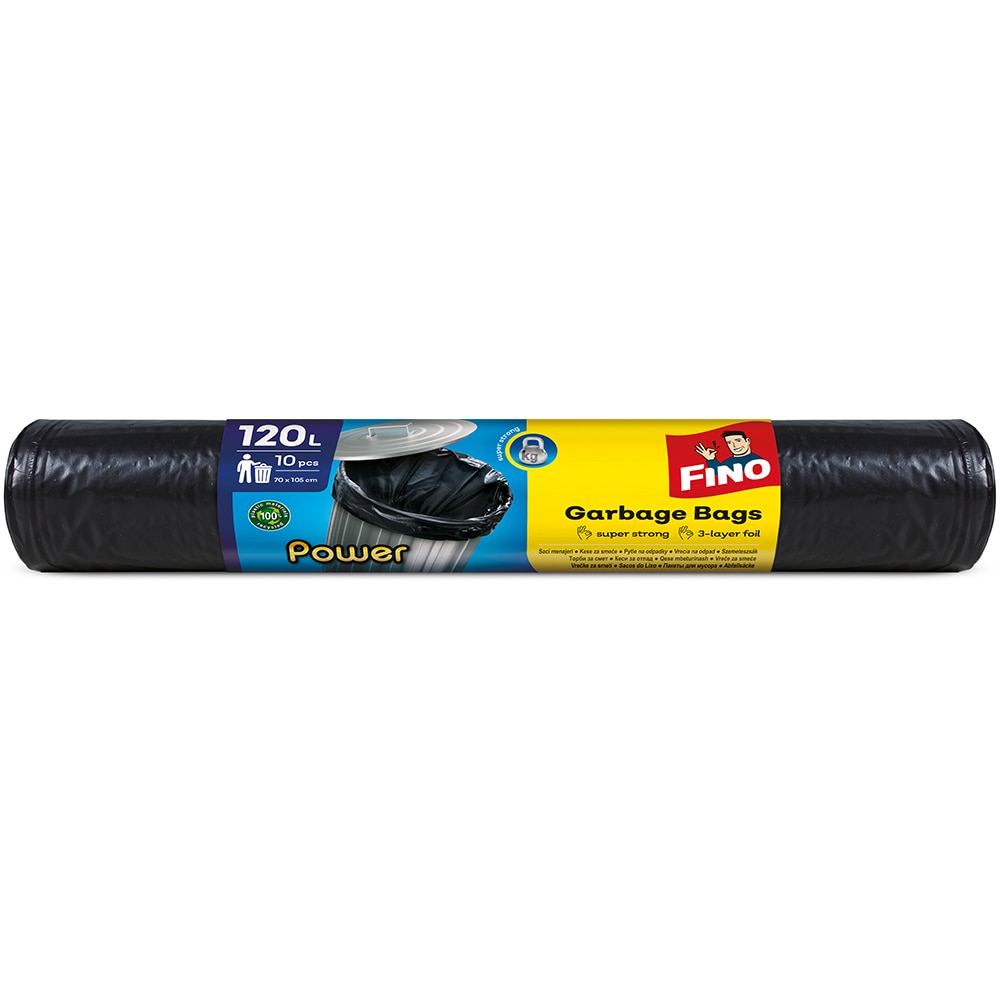 Saci menajeri FINO Power, 10 bucati, 120 l, negru