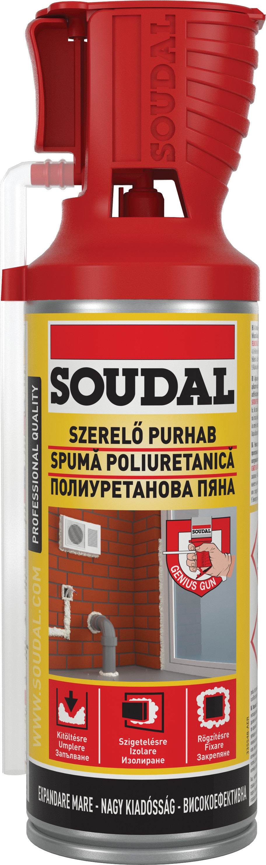 Spuma poliuretanica, aplicare manuala, 300 ml, Galben Soudal