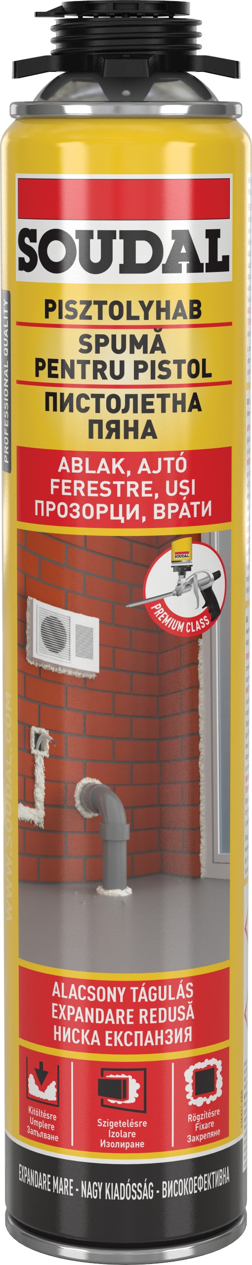 Spuma poliuretanica, aplicare pistol, 750 ml, Galben  Soudal