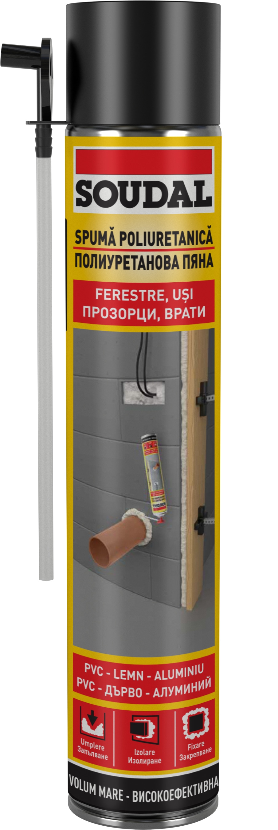 Spuma poliuretanica SOUDAL, aplicare manuala, galben, 750ml