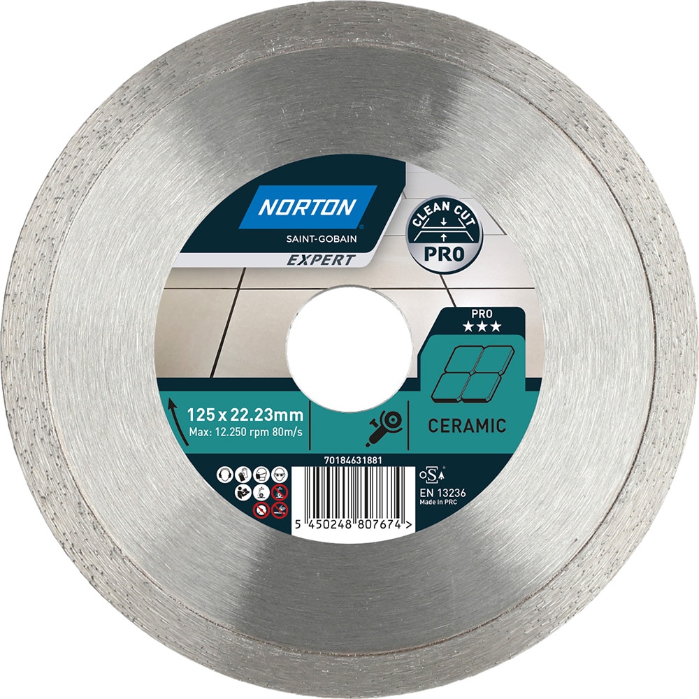 Disc diamantat pentru fierastrau NORTON, ceramica, 125 x 22 mm, metal, gri