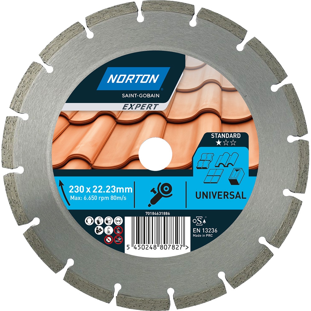 Disc diamantat pentru fierastrau NORTON, segmentat, 230 x 22 mm, metal, gri