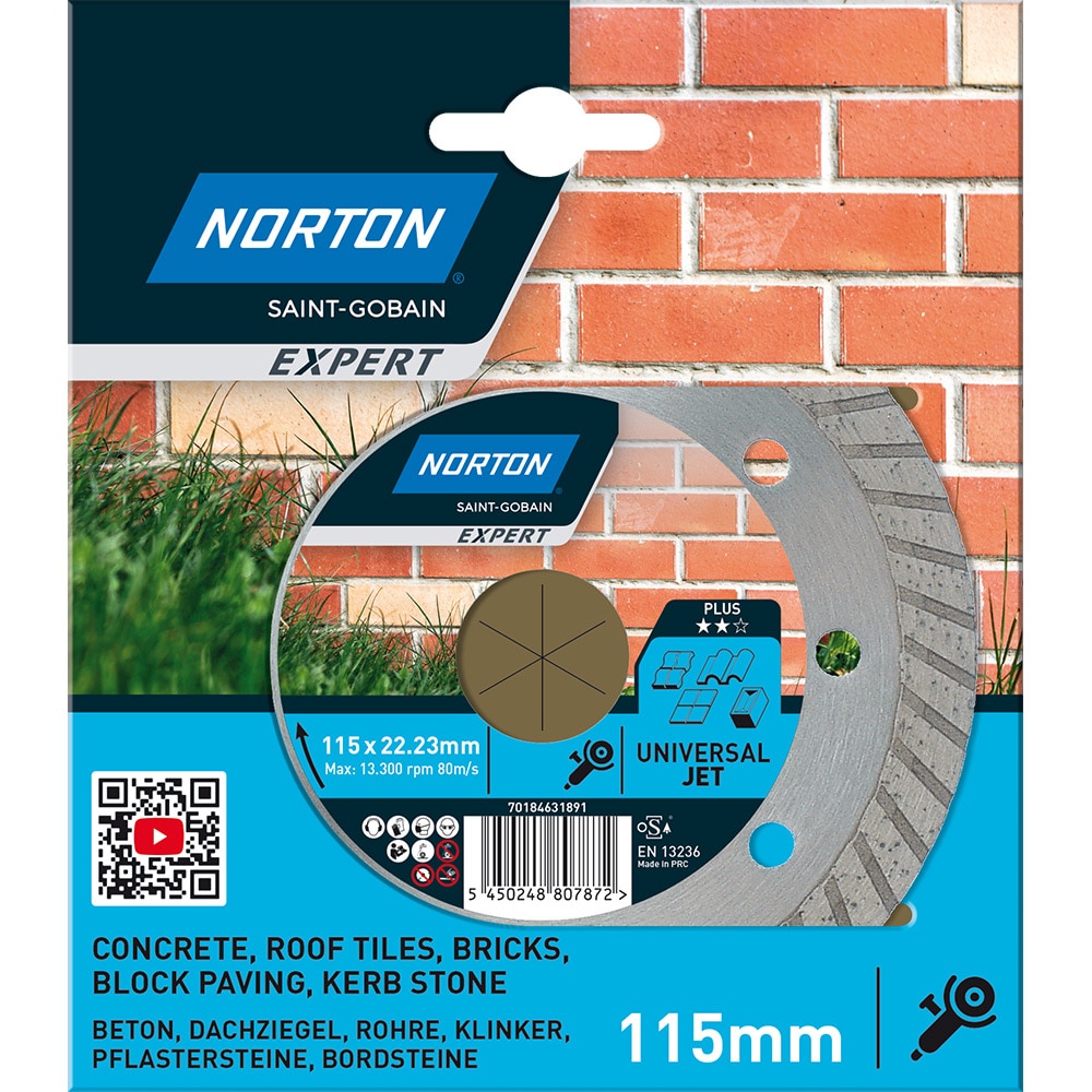 Disc diamantat pentru fierastrau NORTON, 115 x 22 mm, metal, gri