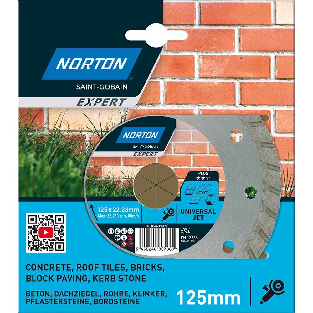 Disc diamantat pentru fierastrau NORTON, 125 x 22 mm, metal, gri