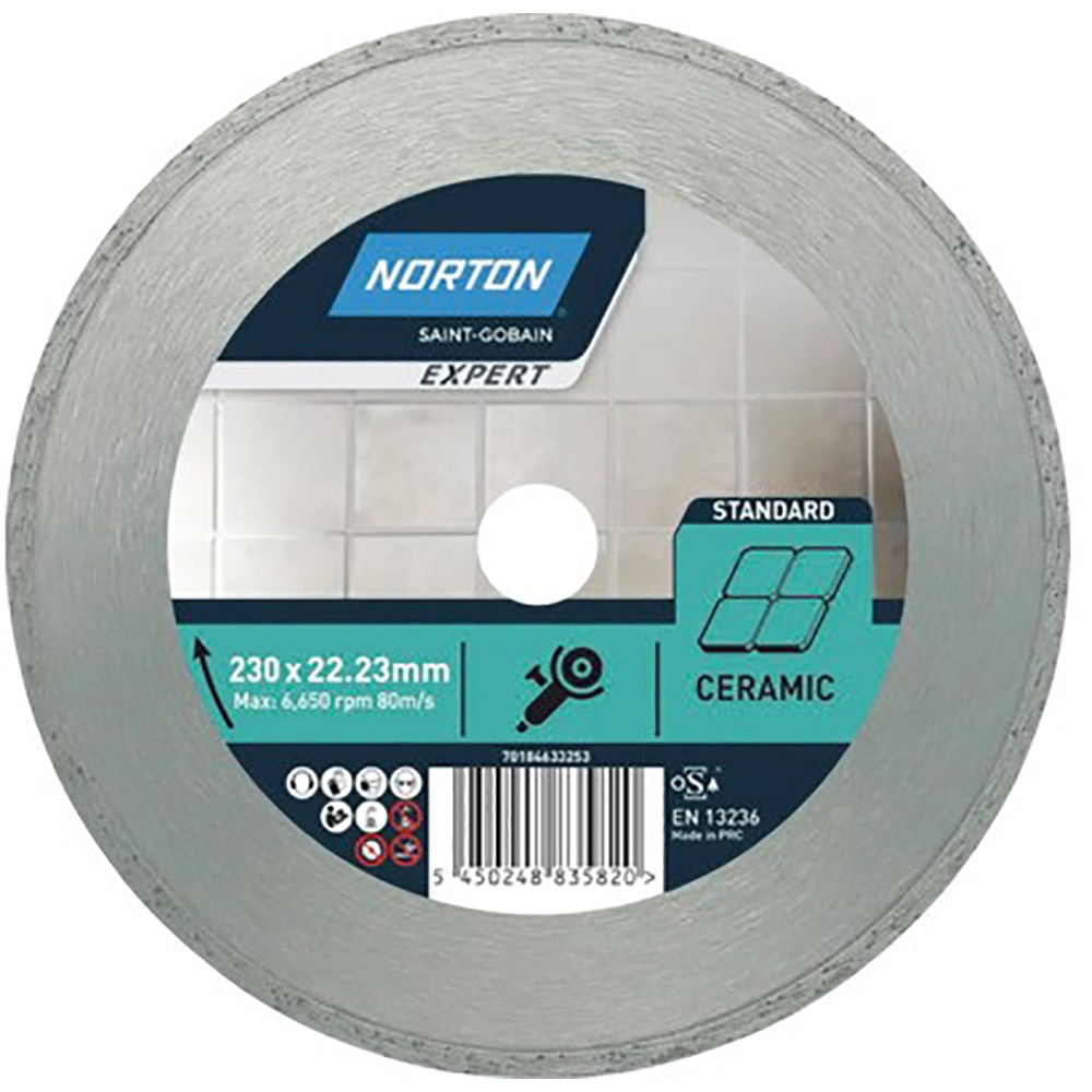 Disc diamantat Norton, gresie si faianta, 230x22.23 mm